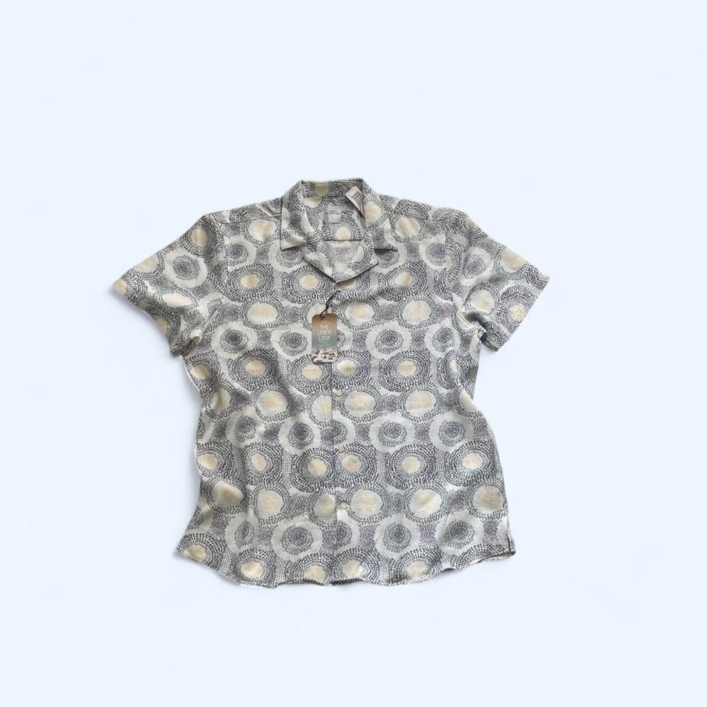 Print blue button up shirt size XL by The Linen Look